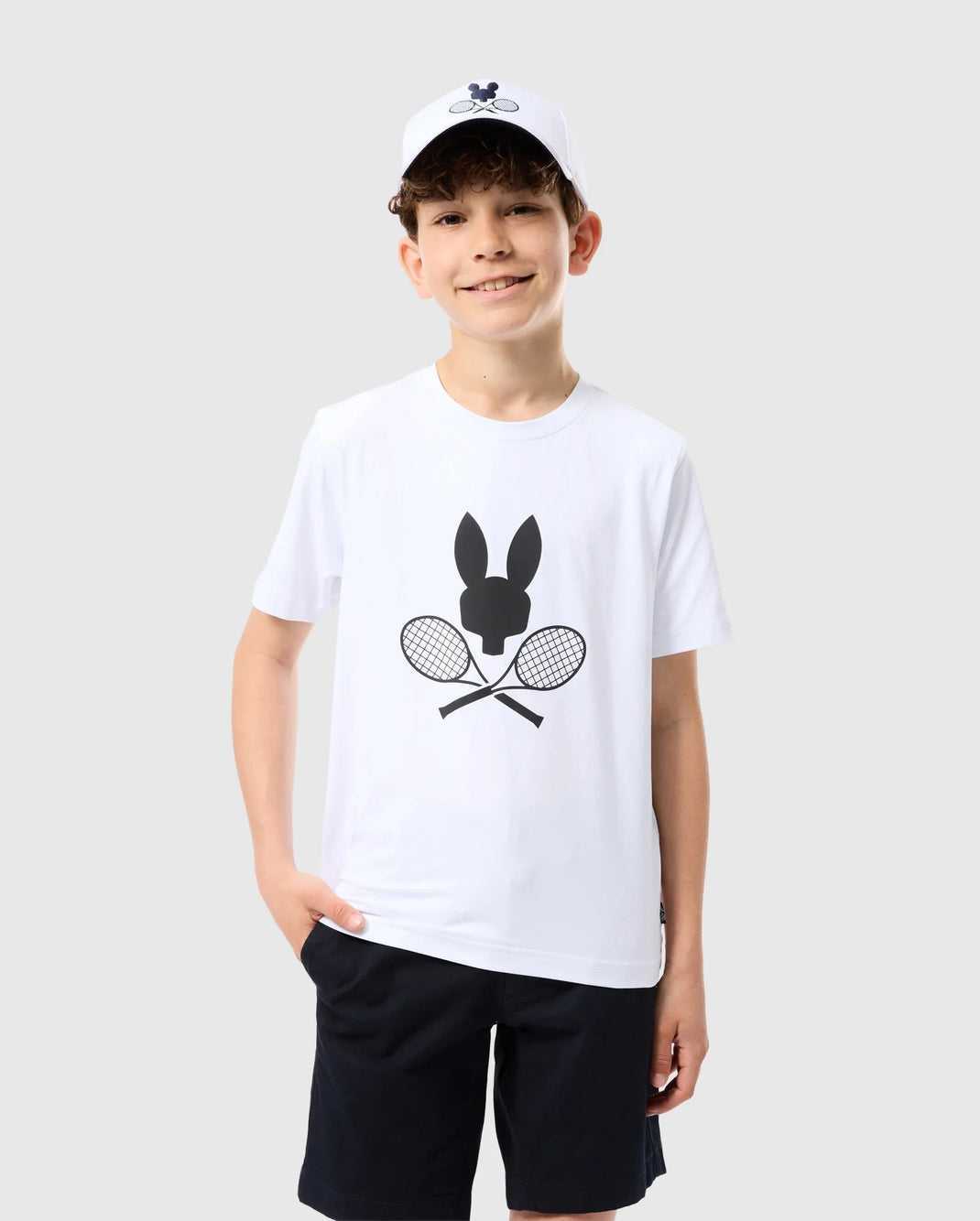 T Shirt Graphique Psycho Bunny Courtside Graphic Tee Blanche Homme | AUS-52576157